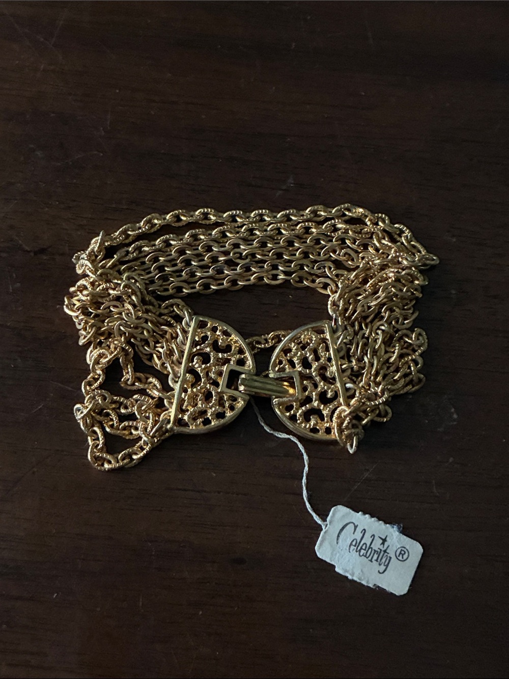 Vintage Gold Multi-Strand Linked-Chain Bracelet — Celebrity